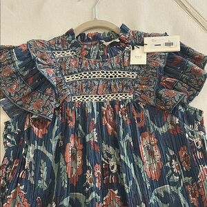 Floral Bohemian Dress with Lace Detail